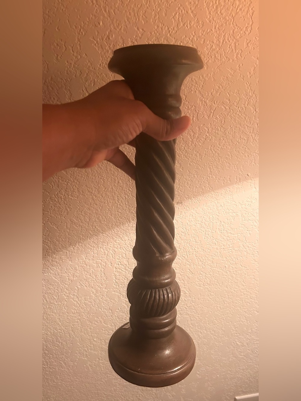Vintage Style Barley Twist Candlestick Holder - Rustic Farmhouse Pillar & Tapee